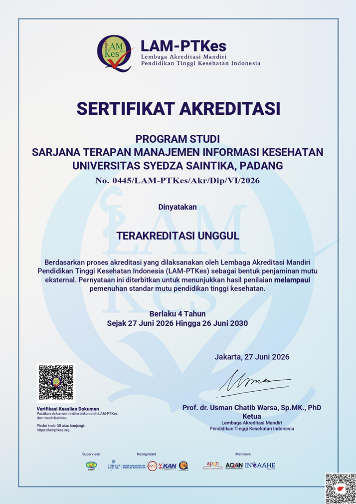 Sertifikat Akreditasi UNGGUL LAM-PTKes Sarjana Terapan MIK